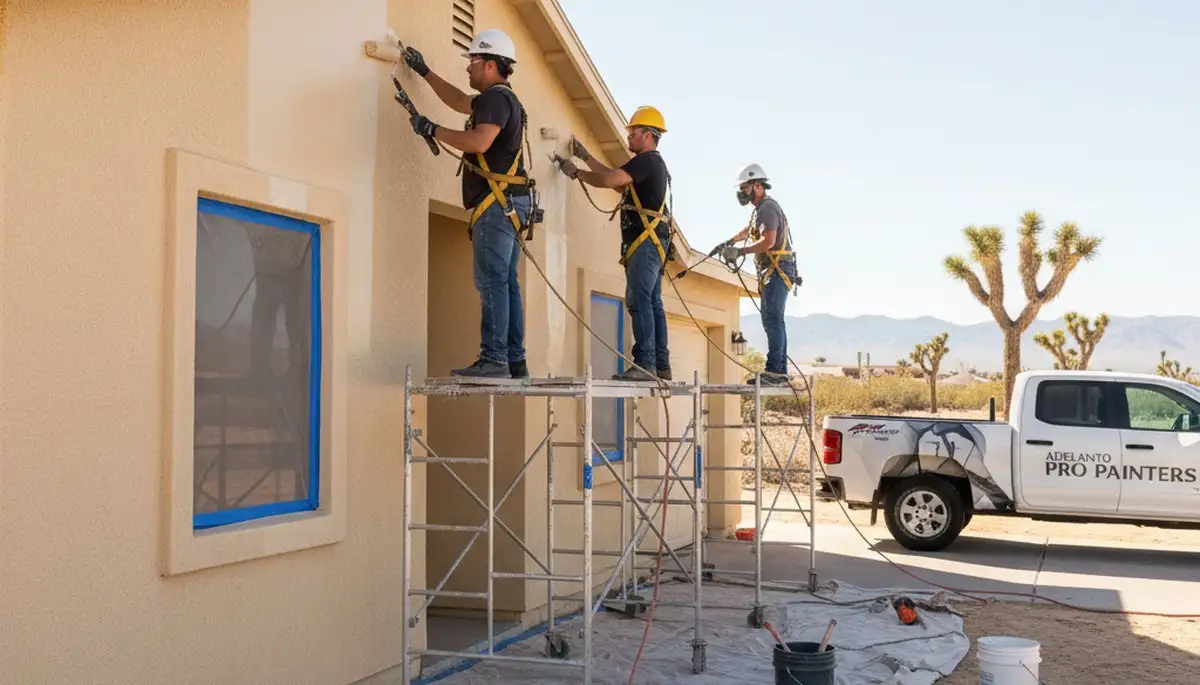 Palm Springs, CA painting contractor painting a home exterior with professional residential service