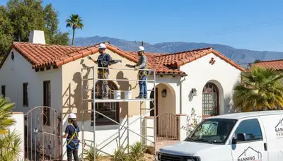 Palm Springs, CA painting contractor completing a professional exterior house painting project