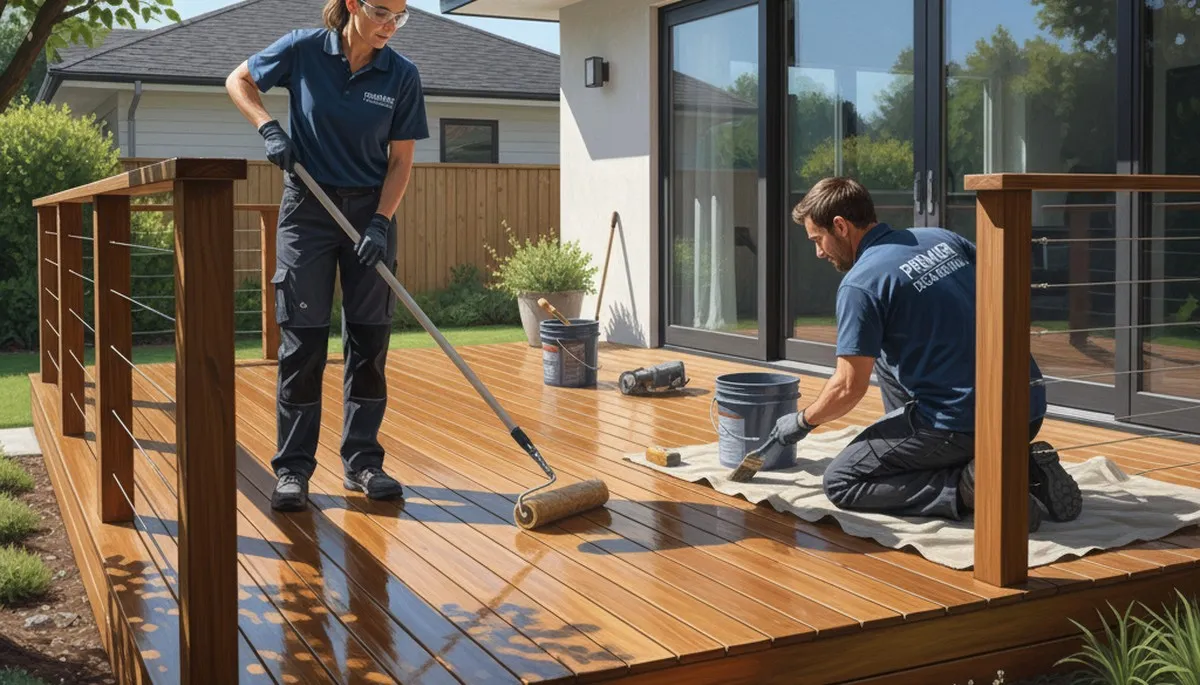 Deck sealing service in Palm Springs, CA to protect wood decks from desert sun and dry weather