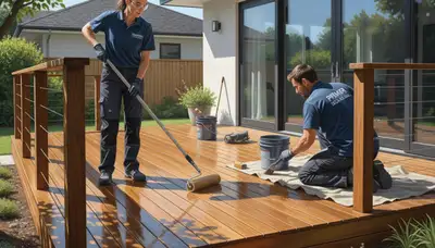 Deck sealing service in Palm Springs, CA to protect wood decks from desert sun and dry weather