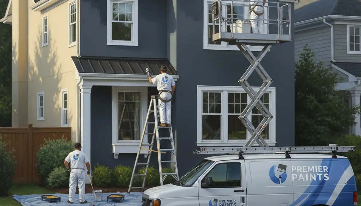 Palm Springs house painters applying exterior paint on a desert home in Palm Springs, CA