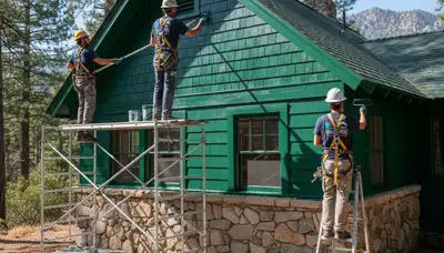 Palm Springs, CA painting contractor team preparing a home exterior painting project
