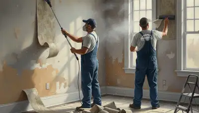 Palm Springs, CA wallpaper removal service by Palm Springs Paint Pros preparing walls for painting